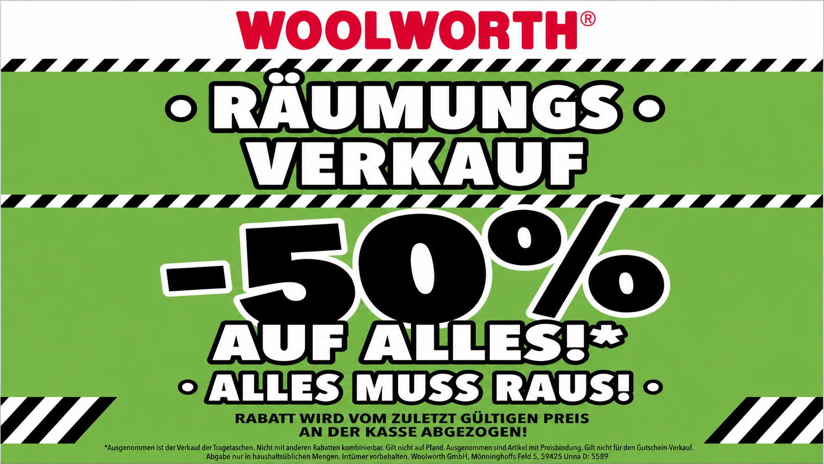 Räumungsverkauf bei Woolworth – 50% auf alles!
