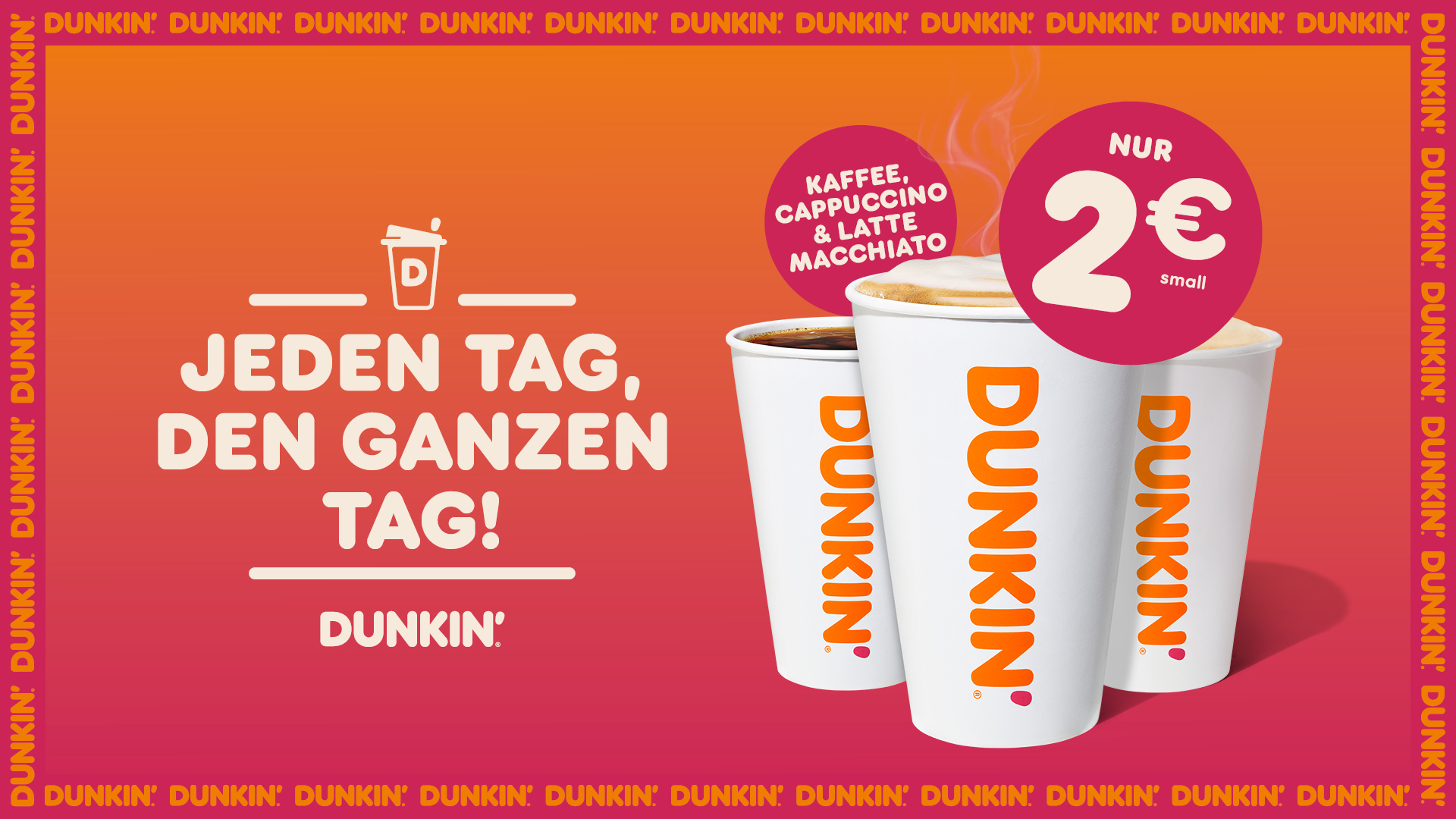 Kaffee, Cappuccino & Latte Macchiato für nur 2 €
